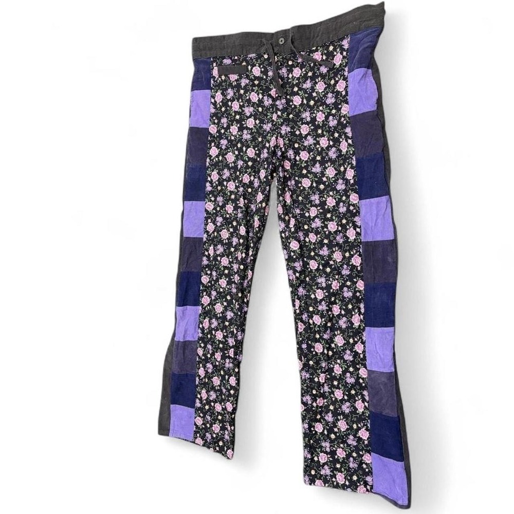 Patchwork Pants Multicolor Floral Corduroy Boho Hippie Artsy